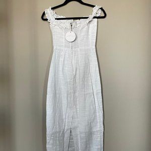White Cotton Off The Shoulder Midi Dress